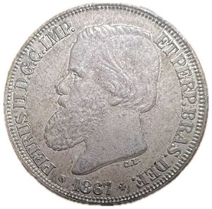 Moeda Antiga do Brasil Império 200 Réis 1867 - Busto