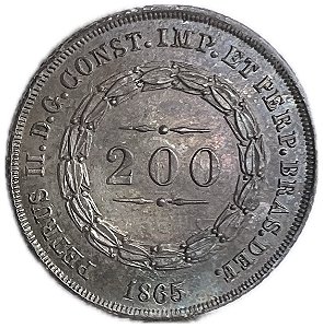 Moeda Antiga do Brasil Império 200 Réis 1865