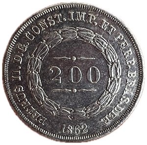Moeda Antiga do Brasil Império 200 Réis 1862