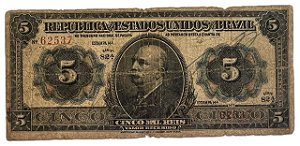 Cédula Antiga do Brasil 5 Mil Réis 1913