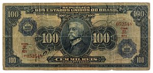 Cédula Antiga do Brasil 100 Mil Réis 1942 - Carimbo de 100 Cruzeiros
