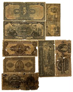 Lote 8 Cédulas Antiga do Brasil de Réis