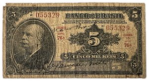 Cédula Antiga do Brasil 5 Mil Réis 1923