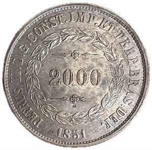 Moeda Antiga do Brasil 2000 Réis 1851