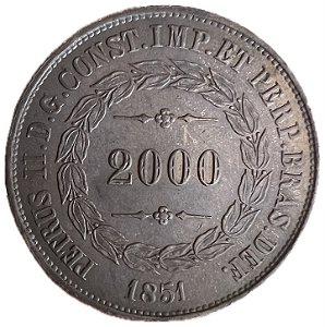 Moeda Antiga do Brasil 2000 Réis 1851