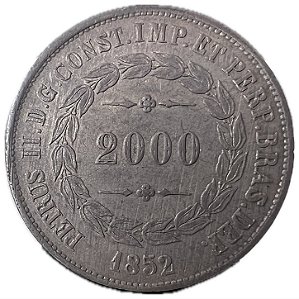 Moeda Antiga do Brasil 2000 Réis 1852