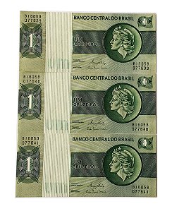 03 Cédulas Antigas do Brasil 1 Cruzeiro 1980 sequenciadas