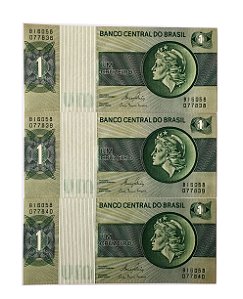 03 Cédulas Antigas do Brasil 1 Cruzeiro 1980 sequenciadas