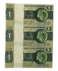 03 Cédulas Antigas do Brasil 1 Cruzeiro 1980 sequenciadas