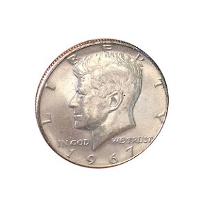 Moeda Antiga dos Estados Unidos Kennedy Half Dollar 1967