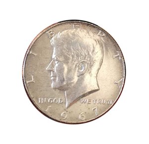 Moeda Antiga dos Estados Unidos Kennedy Half Dollar 1967