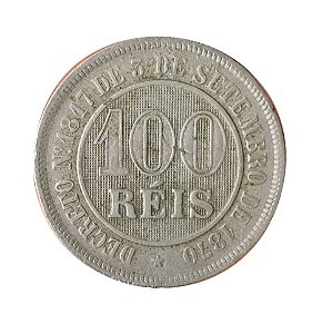 Moeda Antiga do Brasil 100 Réis 1887