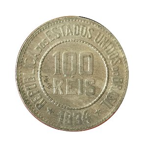 Moeda Antiga do Brasil 100 Réis 1934