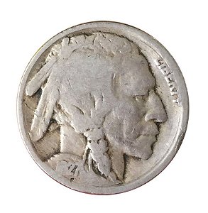 Moeda Antiga dos Estados Unidos Five Cents 1927 - Buffalo Nickel