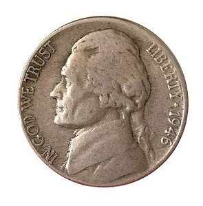 Moeda Antiga dos Estados Unidos Five Cents 1946 - Jefferson Nickel