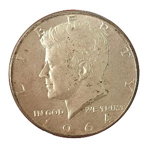 Moeda Antiga dos Estados Unidos Kennedy Half Dollar 1964