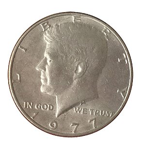 Moeda Antiga dos Estados Unidos Kennedy Half Dollar 1977