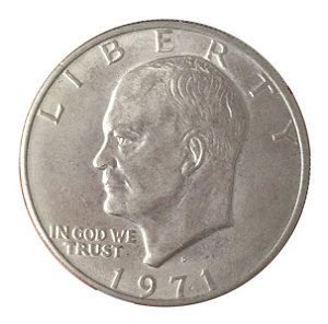 Moeda Antiga dos Estados Unidos Eisenhower Dollar 1971 D