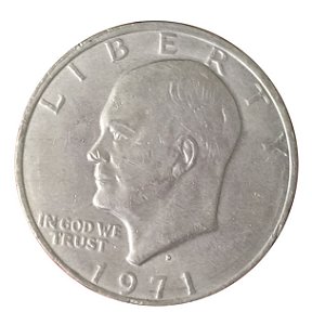 Moeda Antiga dos Estados Unidos Eisenhower Dollar 1971 D