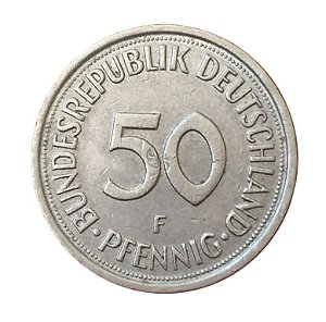 Moeda Antiga da Alemanha 50 Pfennig 1978 F