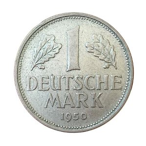 Moeda Antiga da Alemanha 1 Deutsche Mark 1950 D