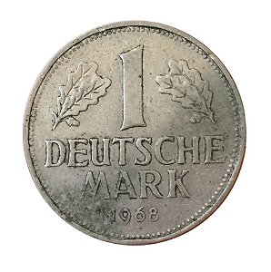 Moeda Antiga da Alemanha 1 Deutsche Mark 1968 J