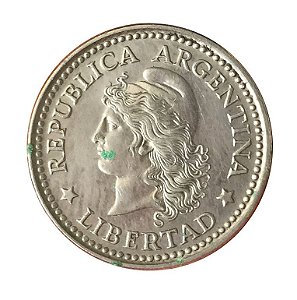 Moeda Antiga da Argentina 10 Centavos 1958