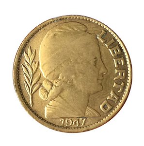 Moeda Antiga da Argentina 20 Centavos 1947