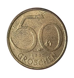 Moeda Antiga da Áustria 50 Groschen 1985