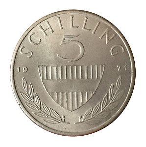 Moeda Antiga da Áustria 5 Schilling 1971