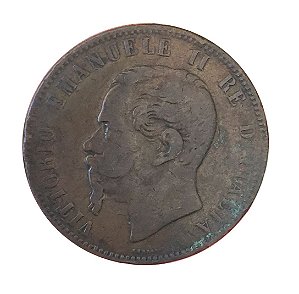 Moeda Antiga da Itália 10 Centesimi 1866 H