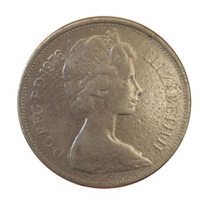 Moeda Antiga da Inglaterra 10 New Pence 1976