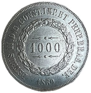 Moeda Antiga do Brasil 1000 Réis 1860