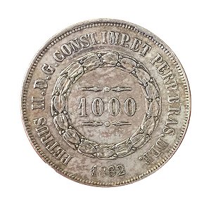 Moeda Antiga do Brasil 1000 Réis 1862