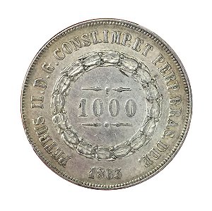 Moeda Antiga do Brasil 1000 Réis 1863