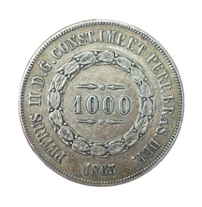 Moeda Antiga do Brasil 1000 Réis 1863
