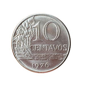Moeda Antiga do Brasil 10 Centavos de Cruzeiro 1976