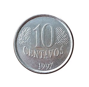 Moeda Antiga do Brasil 10 Centavos de Real 1997 - 1å Família