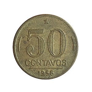 Moeda Antiga do Brasil 50 Centavos de Cruzeiro 1956 - Presidente Dutra