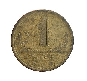 Moeda Antiga do Brasil 1 Cruzeiro 1944 - Reverso Inclinado