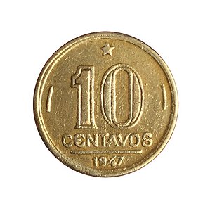 Moeda Antiga do Brasil 10 Centavos de Cruzeiro 1947 - Getúlio Vargas