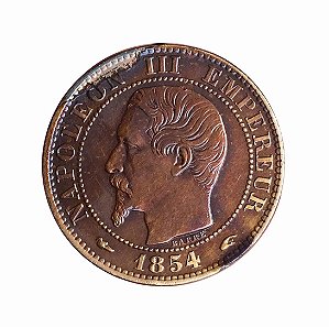 Moeda Antiga da França 5 Centimes 1854 A