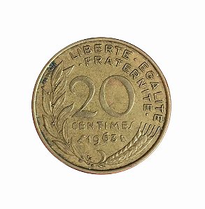 Moeda Antiga da França 20 Centimes 1963