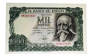 Cédula Antiga da Espanha 1000 Pesetas 1971