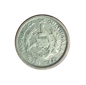 Moeda Antiga da Guatemala 5 Centavos 1945