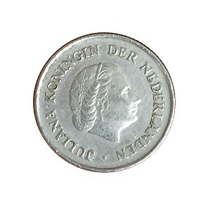 Moeda Antiga da Holanda 25 Cent 1970
