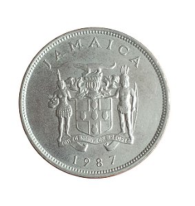 Moeda Antiga da Jamaica 25 Cents 1987