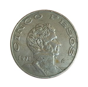 Moeda Antiga do México 5 Pesos 1971