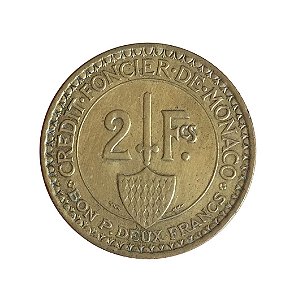 Moeda Antiga de Mônaco 2 Francs 1926