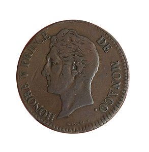 Moeda Antiga de Mônaco 5 Centimes 1837